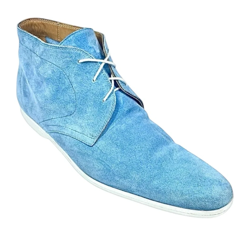 Sutor Mantellassi Blue Suede Chelsea Boots Mens US 10.5 / UK 9.5 Luxury Italian